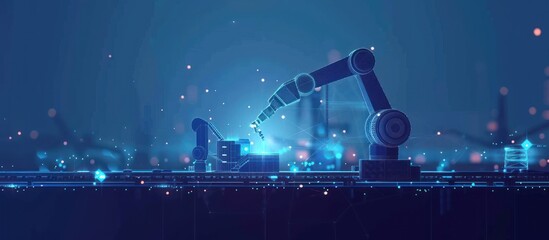 Poster - Futuristic Industrial Scene with Robotic Arms