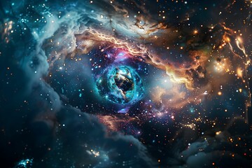 Wall Mural - An Enchanting Kaleidoscope of Vibrant Nebulae and Glimmering Stars in the Vast Expanse of a Distant Galaxy, Capturing the Breathtaking Beauty and Infinite Wonder of the Universe.