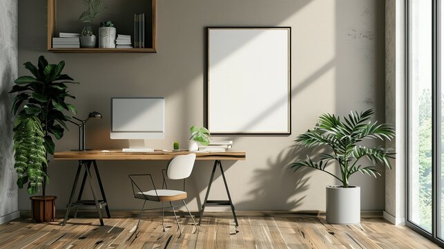 Home Office Wall Decor: ISO A Paper Size Frame Mockup