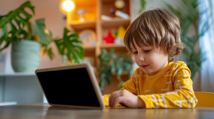 little boy using tablet computer, home learning, young child, online education, digital device, child using technology, preschool, kid learning, home schooling, educational app, tablet, computer
