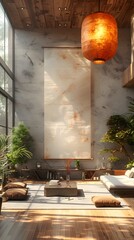 Poster - Surreal Digital Mockup with Dreamlike Minimalist Interior Design Elements