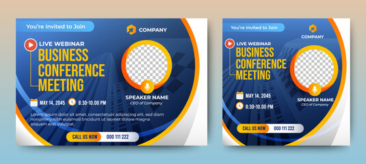 Canvas Print - business conference live webinar banner invitation and social media post template. business webinar 