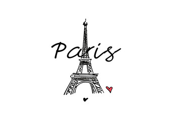 Continuous one line drawing of Paris skyline. French landmarks buildings and city architecture with Eiffel Tower in simple linear style. Editable stroke. Doodle outline vector illustration