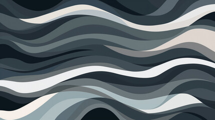 Poster - Close-up black white wavy pattern on black background