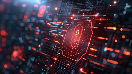 Cybersecurity Interface: Digital Lock Icon