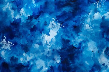 Wall Mural - A blue and white abstract painting.