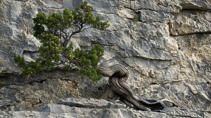 Poster - Nature's resilience is evident in the way trees grow in the harshest of environments, their roots clinging to rocky surfaces.