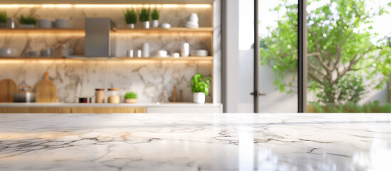 Wall Mural -  Elegant Marble Kitchen of Modern Home Interior Design