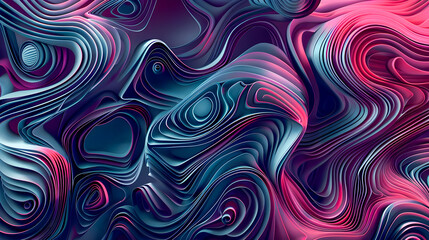 Poster - Hypnotic electrified neon swirls and shapes that intertwine on a seamless charcoal grey background with a modern high tech feel