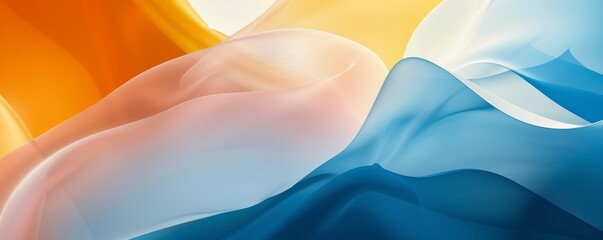 Poster - Abstract flowing shapes in warm and cool tones, modern wallpaper design