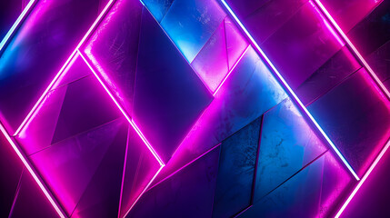 Poster - Minimalist neon lines crafting a luxurious avant garde geometric artwork with radiant glowing colors intricate angular patterns