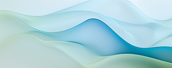 Poster - Abstract soft gentle green blue waves and bubbles background, fluid motion art