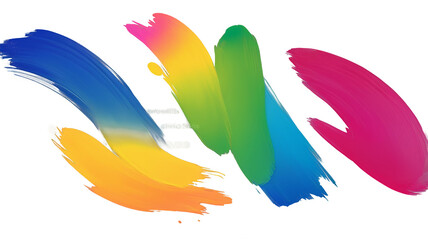 Poster - Color gradient brush strokes isolated on transparent background