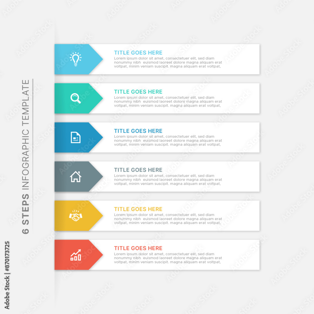 Modern Business Infographic Design Template with 6 Bar of Options Stock ...