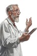 © siripimon2525 - Doctor explaining a diagnosis, Portrait half-body, hyper-realistic, high detail, photorealistic, white background
