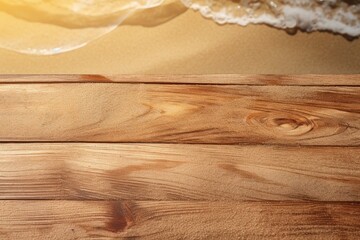 Wall Mural - Wooden Plank Background with Beach Sand