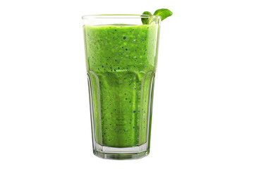 Glass of fresh green smoothie isolated on transparent background