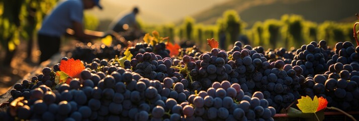 Poster - Close Up Of Grapes In Vineyard