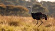 © Yusif - A South African ostrich, Struthio camelus australis, striding through expansive grassland, embodies the majestic essence of its natural habitat.