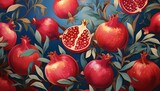 Summer Wallpaper Delight: Fresh Pomegranate Seamless Pattern for a Fruity Background"