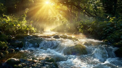 Canvas Print - Beautiful nature river background