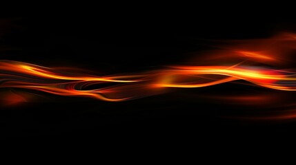 Wall Mural - The fire flame burns intensely, glowing against a black, dark background, radiating hot heat energy.