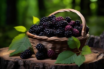 Wall Mural - Blackberries in a Basket