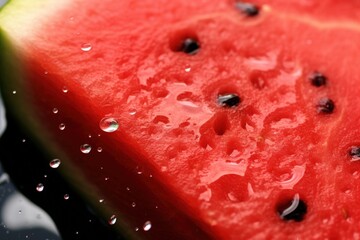 Poster - Watermelon Slice with Water Drops