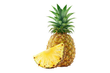 Wall Mural - Pineapple slices isolated on transparent background