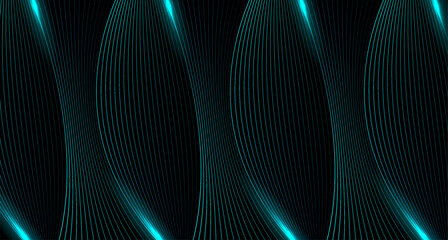 Wall Mural - Blue glowing minimal wavy lines abstract futuristic tech background. Vector digital art design