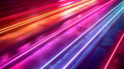 Poster - Minimalist neon line background with subtle geometric shapes soft diffused lighting and a sophisticated color palette creating a digital art atmosphere of luxury energy and modern elegance