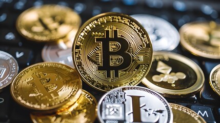 Poster - Futuristic Cryptocurrency Transaction Network and Digital Finance Concept