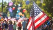 © thanarak - Patriotic Parade with American Flags and Festive Floats Celebrating National Pride