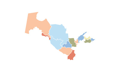 Map of Uzbekistan isolated modern colorful style. for website layouts, background, education, precise, customizable, Travel worldwide, map silhouette backdrop, earth geography, political, reports. 