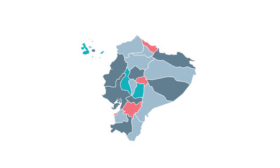 Map of Ecuador isolated modern colorful style. for website layouts, background, education, precise, customizable, Travel worldwide, map silhouette backdrop, earth geography, political, reports. 