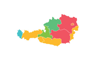  Map of Austria isolated modern colorful style. for website layouts, background, education, precise, customizable, Travel worldwide, map silhouette backdrop, earth geography, political, reports. 