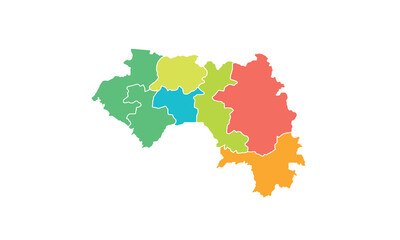  Map of Guinea isolated modern colorful style. for website layouts, background, education, precise, customizable, Travel worldwide, map silhouette backdrop, earth geography, political, reports. 