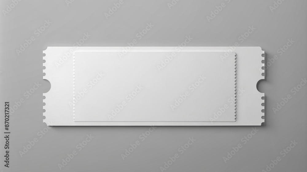 Isolated white blank ticket with realistic folds and creases on a ...