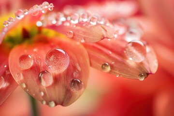 Canvas Print - a red flower with water droplets