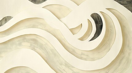 Canvas Print -   An art close-up resembling an abstract painting featuring wavy lines and curves