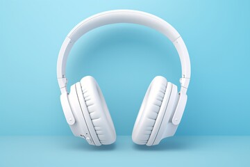 Poster - a white headphones on a blue background