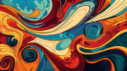 Wall Mural - Abstract colorful background with swirling waves vector illustration design. 