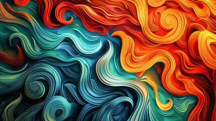 Wall Mural - Abstract background with colorful waves and swirls vector illustration, colorful, vibrant, detailed