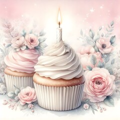 Poster - cupcake with candle 