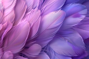 Wall Mural - Ultra Violet feathers closeup Abstract pastel purple soft fluffy texture background design. ai generative