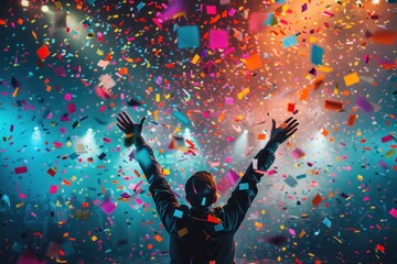 Wall Mural - winner colorful celebration concept background. ai generative