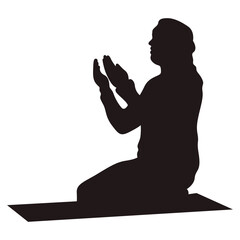 Wall Mural - Silhouette of Muslim Pray. Isolated Vector Illustration with Simple Design.