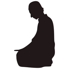 Wall Mural - Silhouette of Muslim Pray. Isolated Vector Illustration with Simple Design.