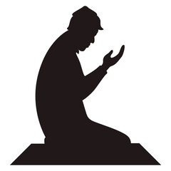 Wall Mural - Silhouette of Muslim Pray. Isolated Vector Illustration with Simple Design.