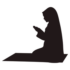 Silhouette of Muslim Pray. Isolated Vector Illustration with Simple Design.